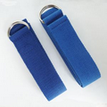 8FT Blue Cotton Polyester Yoga Strap w/Double Metal D-ring